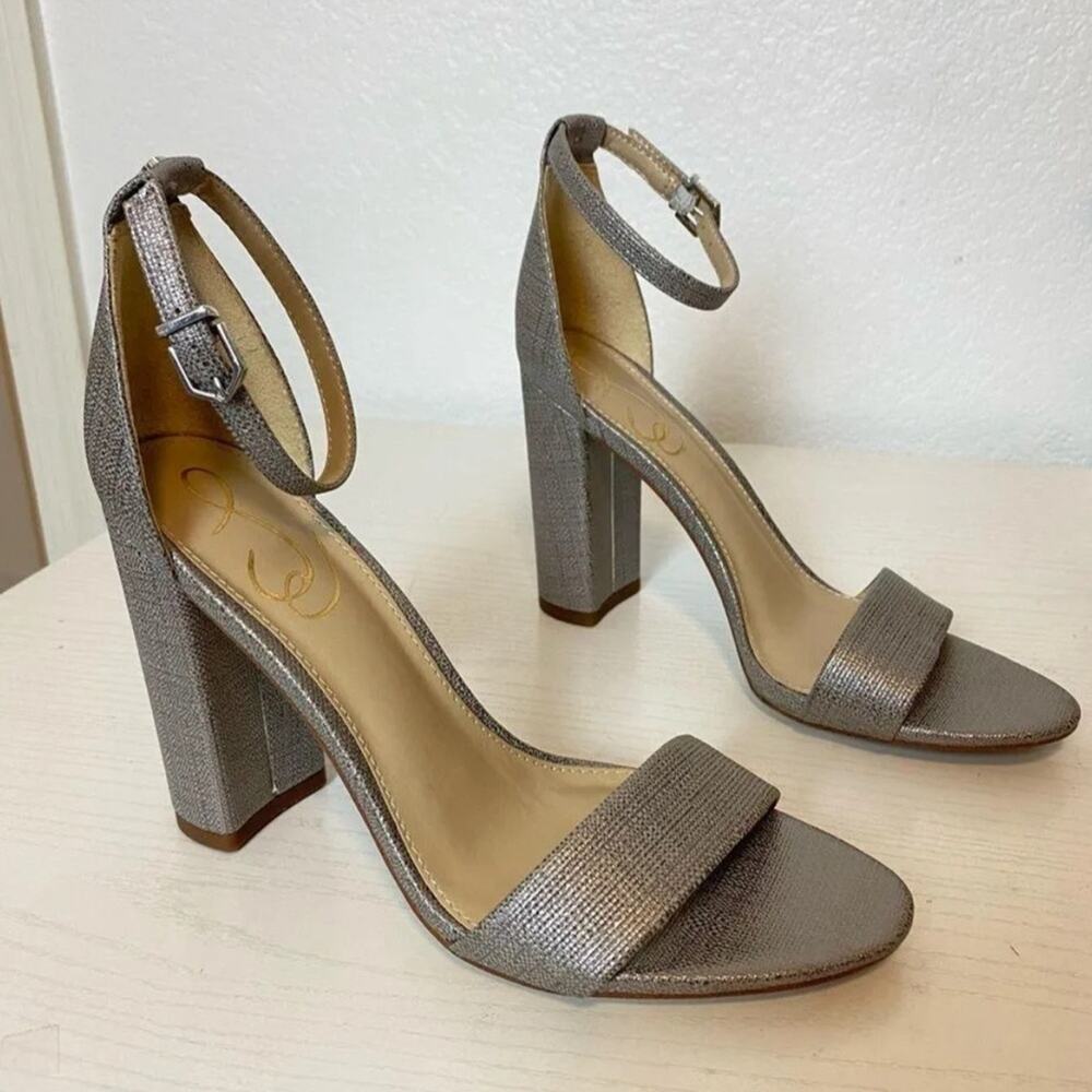 NWOT Sam‎ Edelman Yaro Ankle Strap Sandal Women's Pewter Metallic